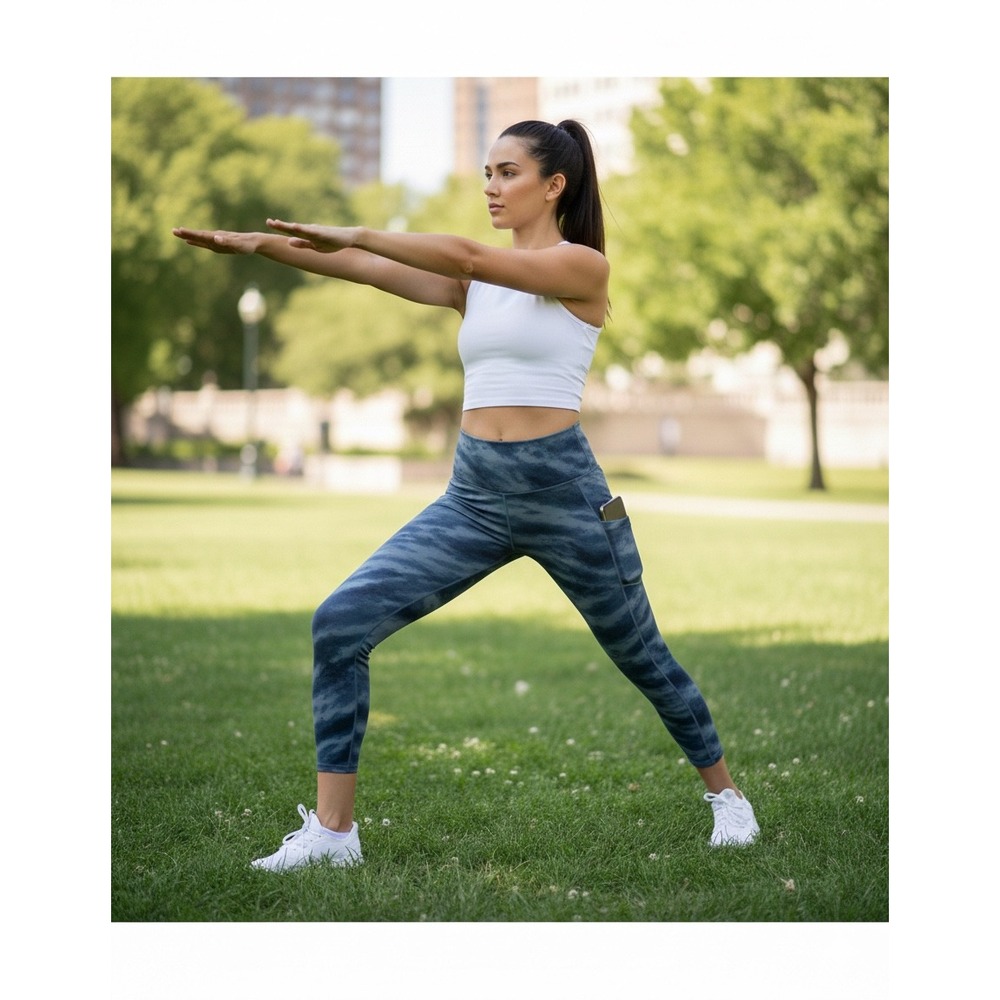 Athleta Blue Tie-Dye High-Rise Crop Leggings